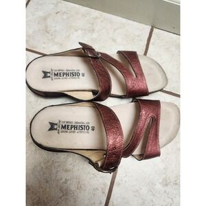 Mephisto Air-Relax Womens 40 Metallic Copper Leather Cork Footbed Sandals